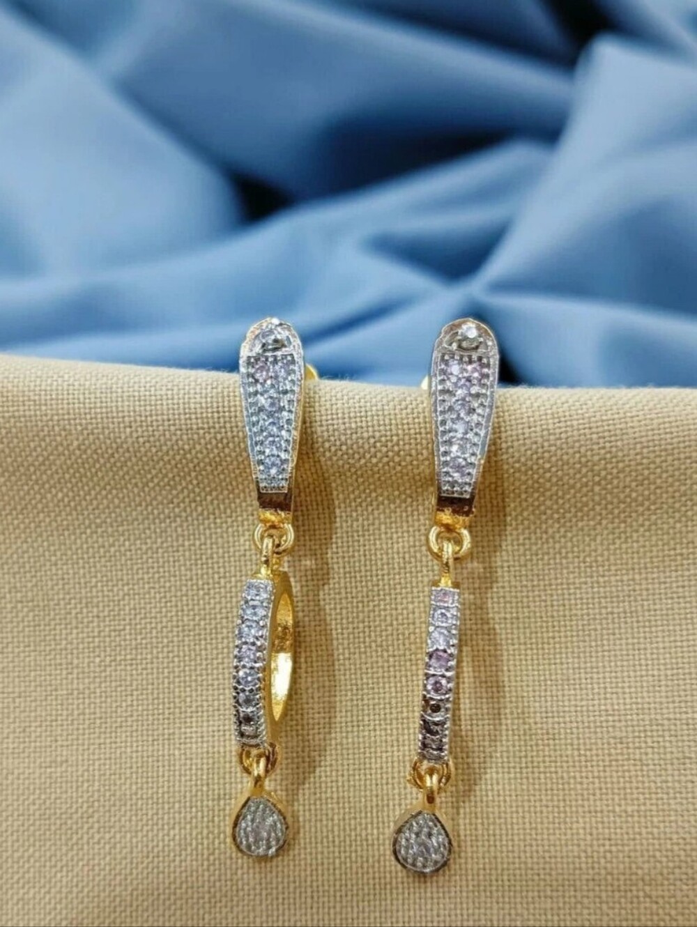 Gold and Silver Crystal Drop Hoop Earrings - Women Jewelry
